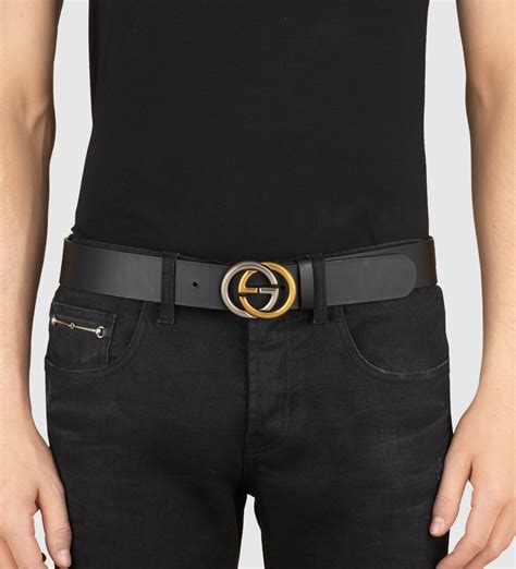 gucci 75 black womens belt interlocking|gucci belts women black gold.